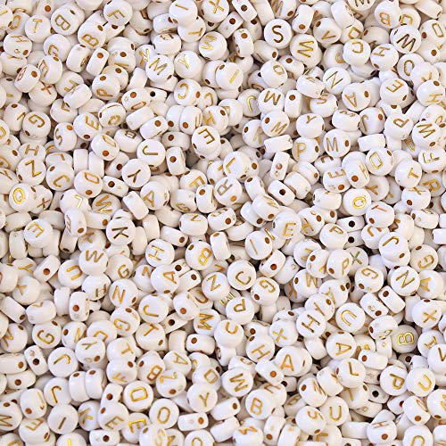 2000st Ronde acryl Goud Alfabet Kralen A-Z Kubus Brieven Kralen voor Armbanden Kettingen sieraden maken (4x7mm 2000st) 5