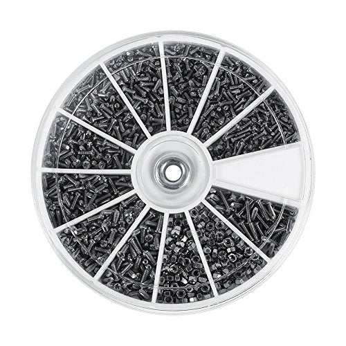 600 stuks, 12 soorten kleine schroeven, moeren, set M1, M1.2, M1.4, M1.6, voor elektronische horloges
