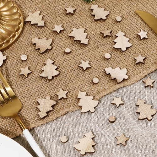 100st Kerstmis Houten Confetti Kerstboom Tafel Confetti Xmas Star Tafel Decoratie voor Vakantie Xmas Wedding Winter Party 3