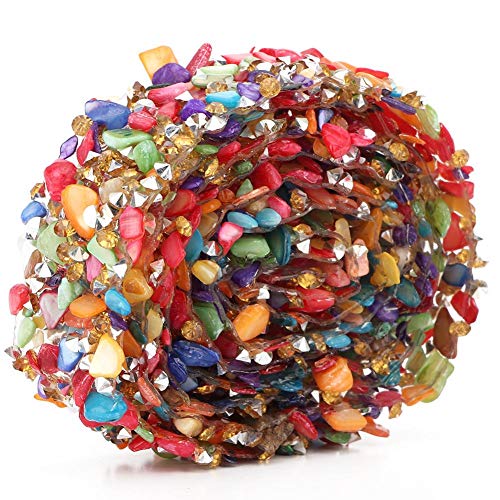39inch Kleurrijke Stone Trim Flat Stof Lint Strijkijzer op Patch Kunststeen Stone Kralen Strijkijzer op Applique Ketting Verfraaiing Naaien voor DIY Craft (3,5cm Multi-Color Stones Tape)