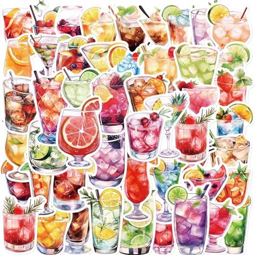 Cocktail Sticker Set Stickers Kids Tieners 50 stuks Cocktail Waterdicht Vinyl Decals Laptop Skateboard Koffer Helm Auto Fiets mobiele telefoon Motorrijwiel Bike Scrapbook Geschenk dagboek muggen 5