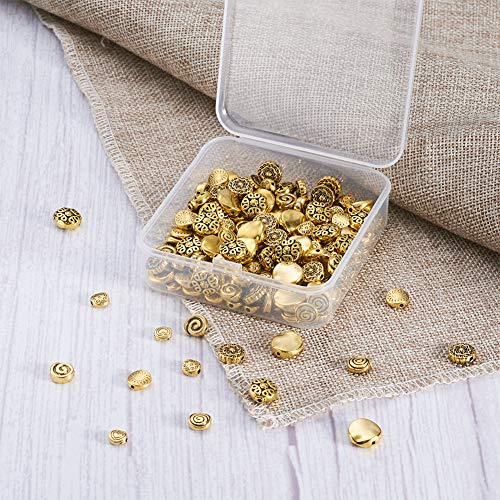 160st 8 Styles Tibetaanse Flat Ronde Kralen Legering Antiek Gouden Metalen Spacer Kralen Bedels voor armband ketting sieraden maken 4