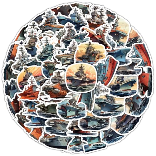 Vliegtuigdrager Sticker Set, voor tieners en volwassenen, Pak van 50 Waterdichte Vinyl Stickers, Auto, Motorfiets, Fiets, Skateboard, Snowboard, Bagage, Laptop, Koffer, Helm, Motorfiets, Computer 4