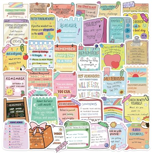 Geestelijke gezondheid Stickers voor tieners en volwassenen, 50 stuks, Geestelijke gezondheid Waterdichte Vinyl Sticker Set, Auto, Motorfiets, Fiets, Skateboard, Snowboard, Bagage, Laptop, Koffer, Helm, Motorfiets 3