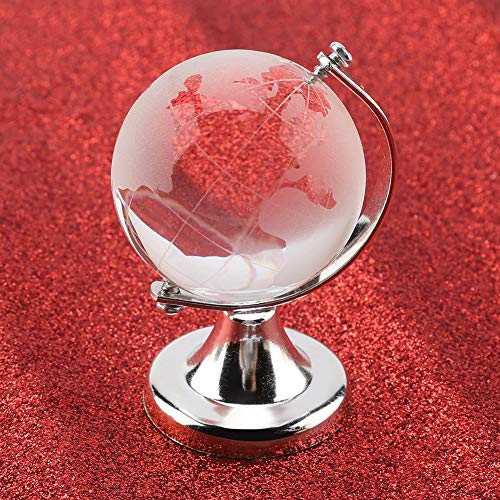 Mini Globe Gold Mini Globe Crystal Round Earth Globe World Map Crystal Glass Ball Bol Home Office Decor Gift (Golden) (Zilver)