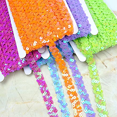 12 m, 18 mm, glitter pailletten, kant lint, pailletten, gevlochten decoratieve band, lint, linten, trim, boordband voor DIY naaien, kostuums, handwerk decoratie, marine blauw 5