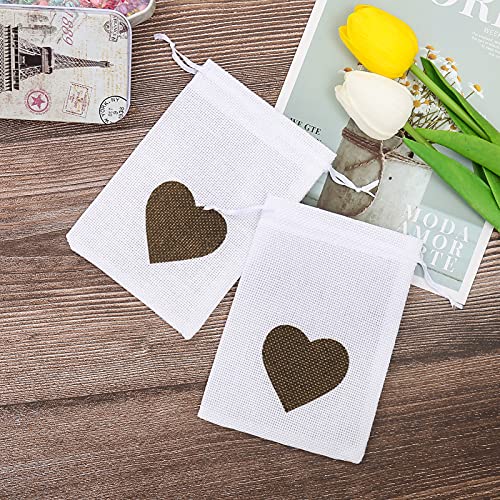 25 stuks Natural Cadeautassen - Hartvorm Jutetassen 4