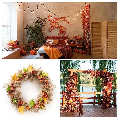 Kunstmatige bladeren, 200 stuks Herfst Maple Herfst nepblad voor bruiloft partij Thanksgiving Halloween Decoratie, rood geel 5
