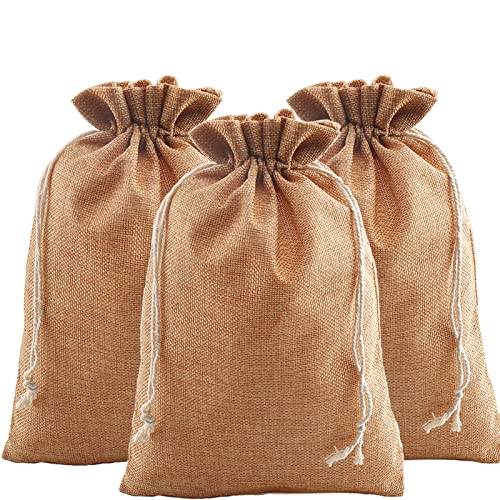 Jute Tassen, Verpakking van 12, Advent Kalender Tassen, Geschenken voor bruiloft, Verloving, Advent Kalender (Donker Bruin)