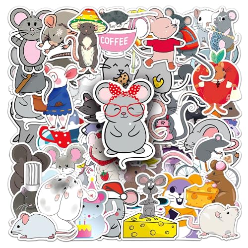 Mauseloch Stickers voor tieners en volwassenen, 50 stuks, Mouse Waterproof Vinyl Sticker Set, Auto, Motorfiets, Fiets, Skateboard, Snowboard, Bagage, Laptop koffer, Helm, Motorfiets, Computer