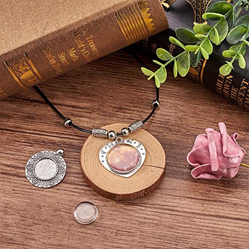 6 st Heart Bezel Hanger Trays met Glas Cabochons Set Cabochon Ronde Metalen Blanco Base voor DIY Crafting Foto Ketting sieraden maken, Glas, Geen edelsteen 3