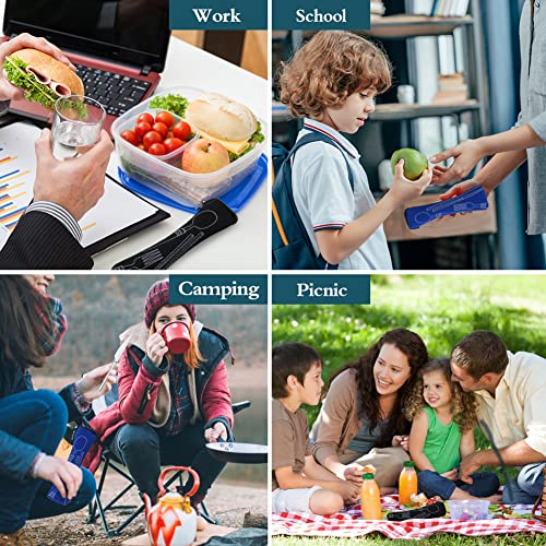 Cutlery Bag voor onderweg, 4-Piece Travel Bestek geval, Lege Bestek Bag voor Camping, School, Picknick, 23,5 x 6 cm