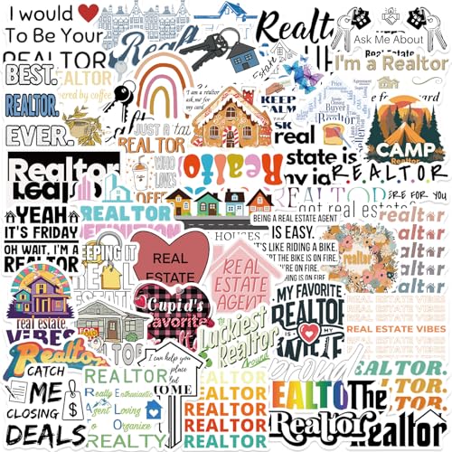 Realtor Sticker Set voor tieners Volwassenen 50 stuks waterdicht Vinyl Sticker Set voor Auto, Motorfiets, Fiets, Skateboard, Snowboard, Bagage, Laptop, Koffer, Helm, Motorfiets, Computer