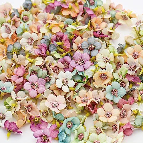 100 st Artificial Daisy Flower Heads Small Silk Daisy Flowers Multicolor Faux Flowers Heads for DIY Wreath Craft Party