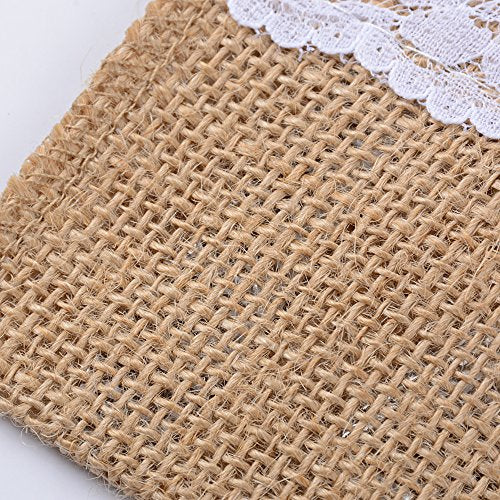 20 st. Jute Bestek Tassen, Bestekhouders, Jute met Kant, Messen en vorken, Bestek Set, Bruiloft, Vintage Decoratie, Tafel Decoratie voor feest, Bruiloft, Huis 5