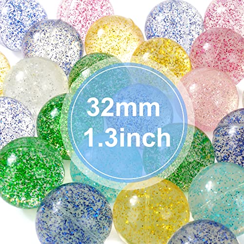 Verpakking van 30 Jumping Balls, Glitter Jumping Balls, 32 mm Bouncing Balls voor kinderen verjaardagsfeest Favors, Meerdere kleuren, Willekeurige Jumping Balls voor kinderen verjaardagsgeschenken 5