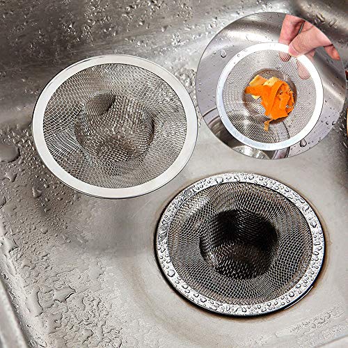 Set van 3 Roestvrijstalen aanrechtfilters voor Keuken Aanrecht Anti-knippen Filter voor Keuken Aanrecht Badkamer Aanrecht Badkuip 7 x 3 x 3 cm (Roestvrij staal) 4