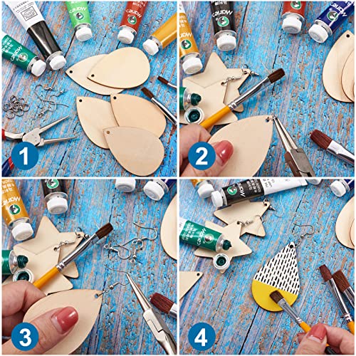 48st 8 Styles Geometrische Houten Hangers met 48st Oorbellen Hooks & 48Scs Jumping Ringen voor het maken van DIY oorbellen 5