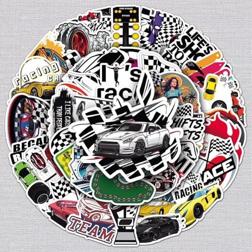 Jeugd volwassen Racing Stickers 50 Pieces Racing Car Vinyl Set Auto Motorfiets Fiets Skateboard Snowboard Bagage Laptop Koffer Helm Motorfiets Computer