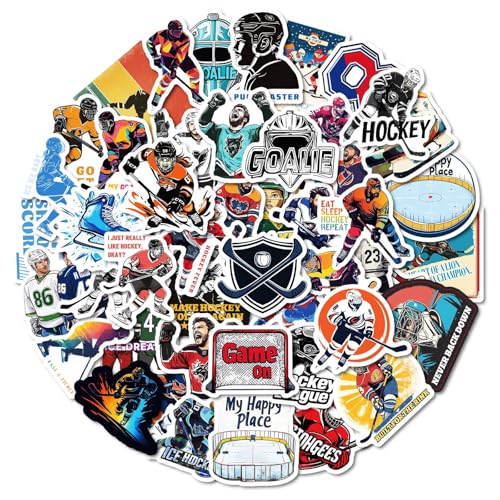 IJshockeystickers voor jongeren en volwassenen, 50 stuks, ijshockeyspellen, vinyl stickerset, auto, motorfiets, fiets, skateboard, snowboard, bagage, laptop, koffer, roer, motorfiets, computer