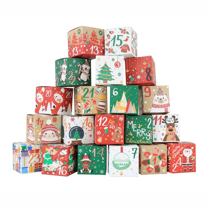 Advent Kalender voor het vullen van 24 Advent kalender dozen, Mooie Cadeautas, Kerst thema's, Advent kalender dozen (C) 3