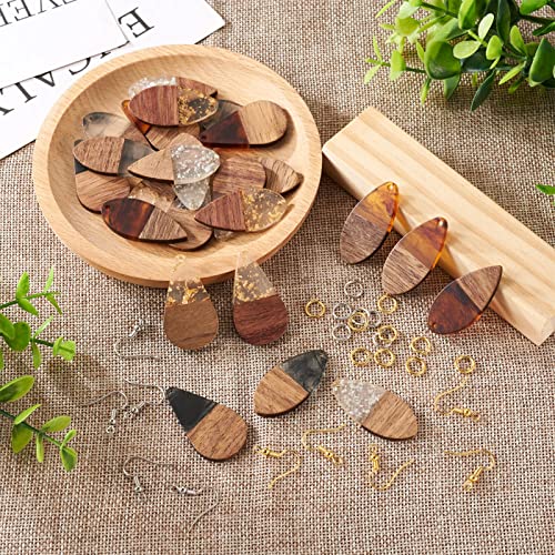 24st Hars Houten oorbellen Bedels voor sieraden het maken van Teardrop Dangle Houten hangers DIY Oorbellen Levert Kits Handgemaakt met 120 st Oorbellen haken & Jump Ring 3