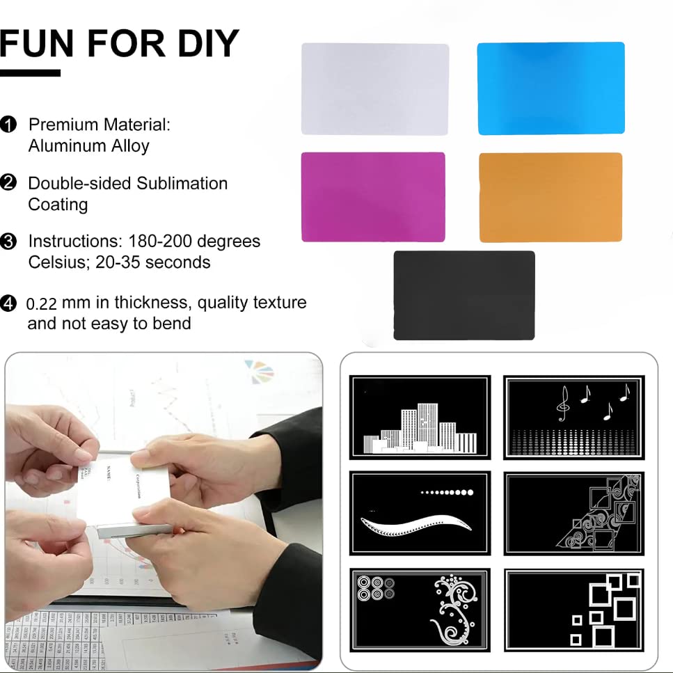 50 st Dikke 0,22mm Sublimatie Metaalbedrijf Kaarten Lege Inkjet Printbare Kaart Waterdichte Aluminium ID-kaart Business Card Geen spaander voor Printer(BLACK) 4