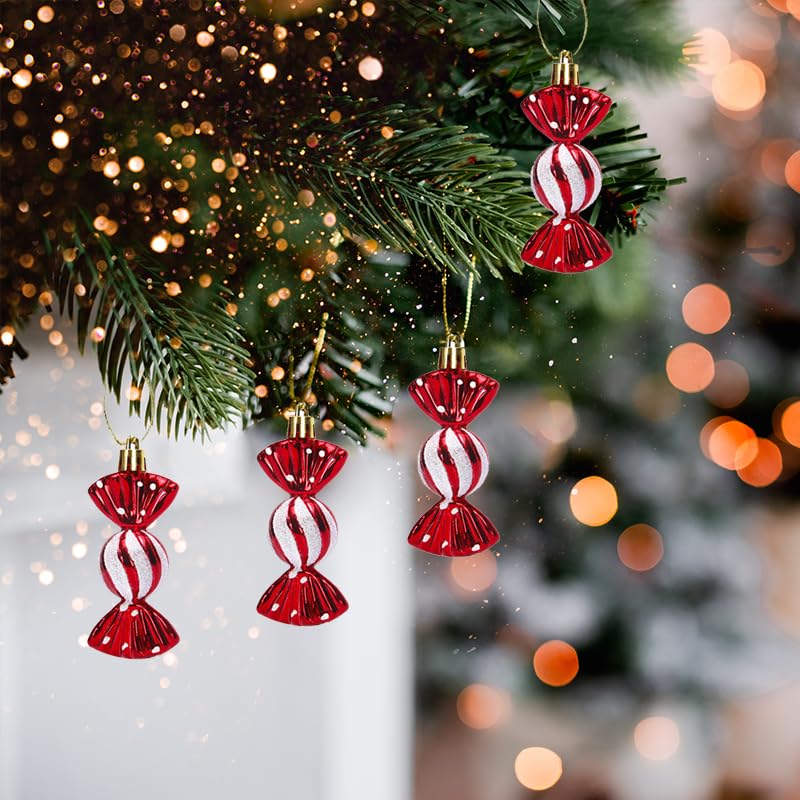 12 stuks kerst snoep ornament set hangen Candy Cane Ornaments Kerstboom Ornamenten voor Kerstfeest Decoraties (rood-typeB) 3