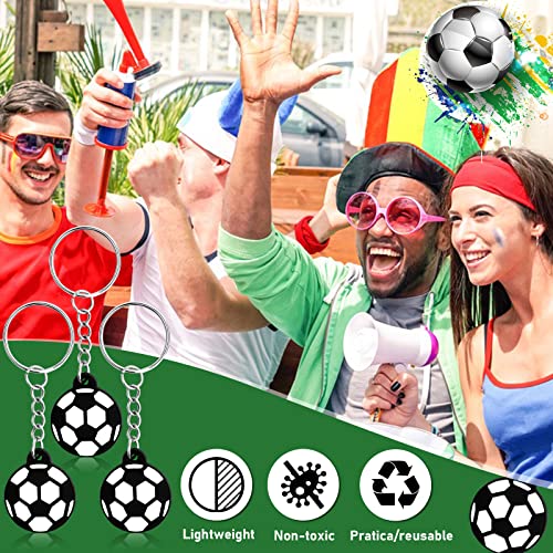 10 stuks Voetbal Key Chains, Mini Voetbal Keychain voor kinderen, Voetbal Hanger, Keychain, Voetbal Keychain voor Rugzak Decoratie, Party Gifts, Auto Decoratie, Zwart en Wit, 8 cm 3