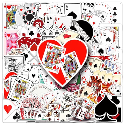 Poker Cards Stickers voor tieners en volwassenen, 50 stuks, Poker Cards, Waterdichte Vinyl Sticker Set, Auto, Motorfiets, Fiets, Skateboard, Snowboard, Bagage, Laptop, Koffer, Helm, Motorfiets