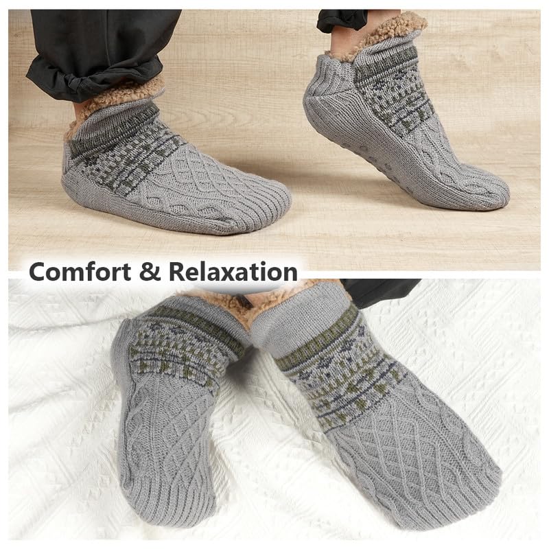Slipper Sokken voor mannen en vrouwen, Fluffy Warm Cosy Sokken, Warm Wool Lined Sokken, Non-Slip Vloer Sokken voor binnen en thuis, 1 Paar 4