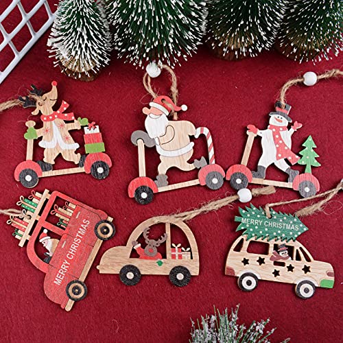 18 st Houten kerst decoratie hangers kleurrijke houten hang ornamenten kerst hanger decoratie voor kerstboom decoratie cadeau Esc (6 stijlen) 4