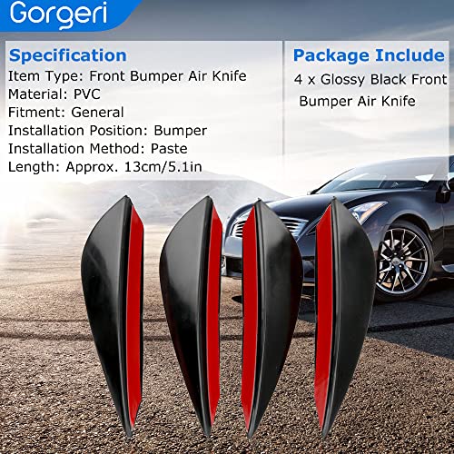 4 st Front Bumper Air Mes Spoiler Wijziging Universele Diffuser PVC Type Plakken front bumper Lip Spoiler front bumper Lip body Kit Spoiler(Clear Black)