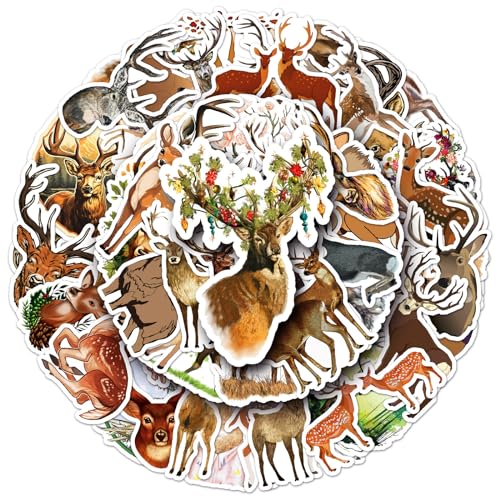 Deer Sticker Set Stickers Kinderen Tieners 50 stuks Dieren Waterdicht Vinyl Decals Laptop Skateboard Kofferhelm Autofiets mobiele telefoon Motorrijwiel Bike Scrapbook Cadeau dagboek Cups