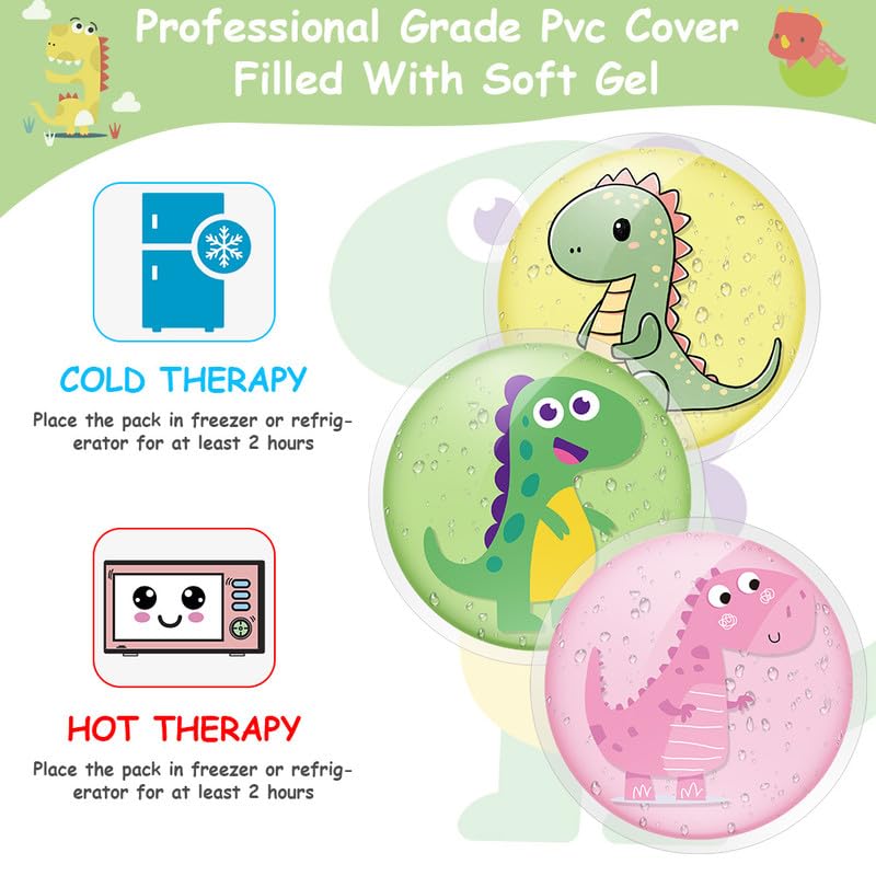 Verpakking van 3 koelkussens voor kinderen met niet-giftige gel voor letsel, koeling, koude en warme kompressen, koeler batterij, herbruikbaar, voor kinderen en volwassenen, 12 cm 5
