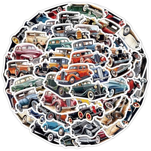Vintage Car Sticker Set Stickers Jeugd Volwassenen 50 stuks Vintage Vintage Car Waterproof Vinylstickers Automotor Bike Skateboard Snowboard Bagage Laptop Koffer Helm Motorfiets Computer 4
