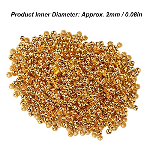 Ronde Spacer Kralen, DIY Stopper Kralen Makkelijk te gebruiken sieraden maken Stopper Kralen Duurzaam 500Pcs Knijp kralen voor ketting armband DIY(Imitation Gold) 4
