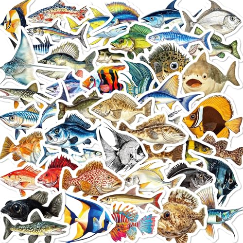 Zeevissen Stickers voor tieners en volwassenen 50 stuks Zeedieren Vinyl Sticker Set Auto Motorfiets Fiets Skateboard Snowboard Bagage Laptop Koffer Helm Motorfiets Computer