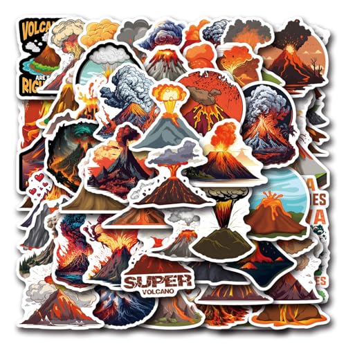 Vulkaan Stickers Set van 50 vulkaan Stickers voor tieners en volwassenen, waterdichte Vinyl Stickers voor auto, motorfiets, fiets, skateboard, snowboard, bagage, laptop, koffer, helm