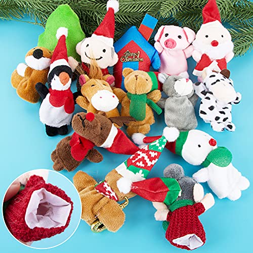 15 stuks Kerstmis Vinger Poppen, Hand Poppen, Snowman, Gemberbrood Speelgoed, pluche dieren, Kleine Gift voor Kerstmis, Verjaardag, Party 3