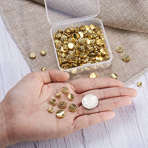 160st 8 Styles Tibetaanse Flat Ronde Kralen Legering Antiek Gouden Metalen Spacer Kralen Bedels voor armband ketting sieraden maken 5