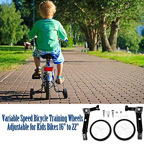 Set van 2 Universele Stabilisatoren Gear Fiets Trainingswielen Verstelbare Trainingswielen Kids Fiets Accessoires voor kinderen Fietsen 16 tot 22 Inch (zwart) 3
