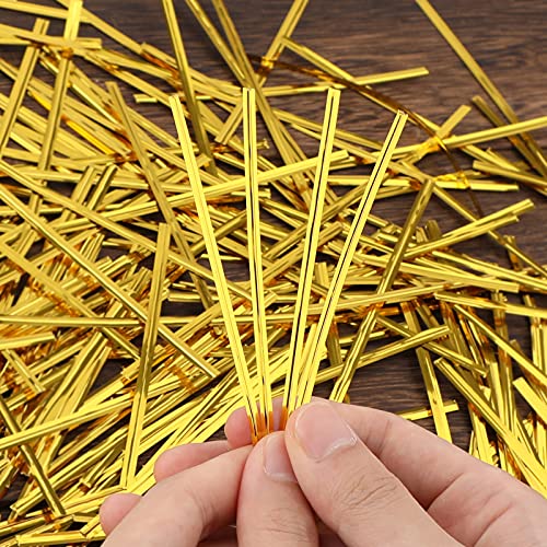 800 stuks 10cm metalen Twist Ties voor snoeptassen, koffietassen, snacks, cake pops, Party Supplies (Goud) 4
