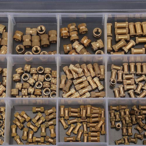 330 stuks Messing draad invoegt, Insluiten Nuts Kit met Transparante Plastic Box, Knurled Nuts Set voor 3D Printing Nut 4