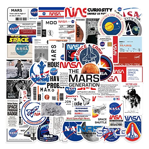 NASA Ruimte Explorer Sticker Set Stickers Kids Tieners 50 Stuks Astronaut Waterdichte Vinyl Stickers Laptop Skateboard Kofferhelm, Auto, Fiets, Mobiele telefoon, Motorfiets, Fiets