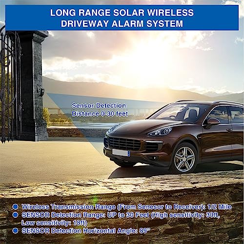 Solar Doorbell 129db Draadloze Beweging Detectie Alarm Binnen Beweging Sensor Alarm Solar Oprit Alarm Infrarood Sensor Deurbel Flashing Light voor boerderijen Camping Homes (EU-plug) 5