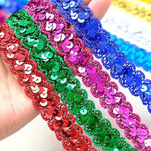 13 m 23 mm Glitter Sequins Lace Ribbon Sequin Band Gevlochten Decoratieve Band Decoratieve Band Manchetten Sequin Ribbons Trim Band voor DIY Naaikostuums Ambacht Decoraties Zilver 4