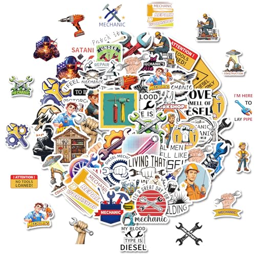 Stickers voor Mechanics Kids Tieners 50 stuks Machine Waterdicht Vinyl Laptop Skateboard Koffer Helm Autofiets mobiele telefoon Motorrijwiel Bike Scrapbook Cadeaudagboek 3