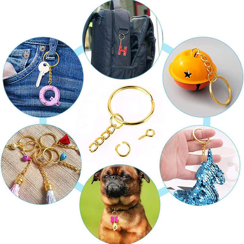 100Stuks Sleutelhangers Kettingen Gouden Ronde Gesplitste Sleutelhangers met schroefoog Pins voor DIY Keychain maken, #711, Modern 5