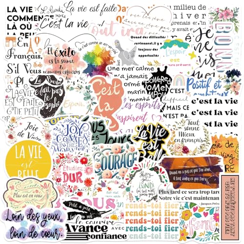 Frans inspirerende stickers voor jongeren en volwassenen, 50 stuks, Franse inspirerende vinyl stickerset, auto, motorfiets, fiets, skateboard, snowboard, bagage, laptop, koffer, roer, motorfiets